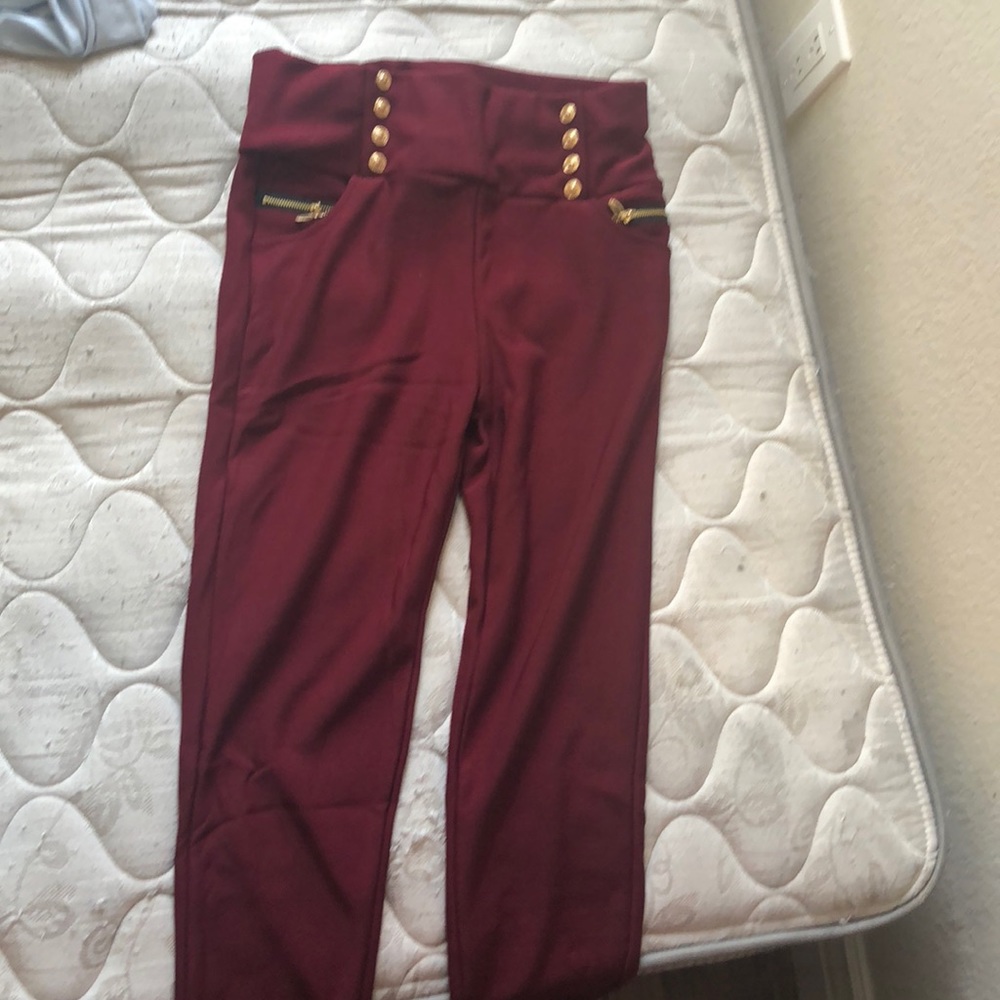 Stretchy burgundy pants